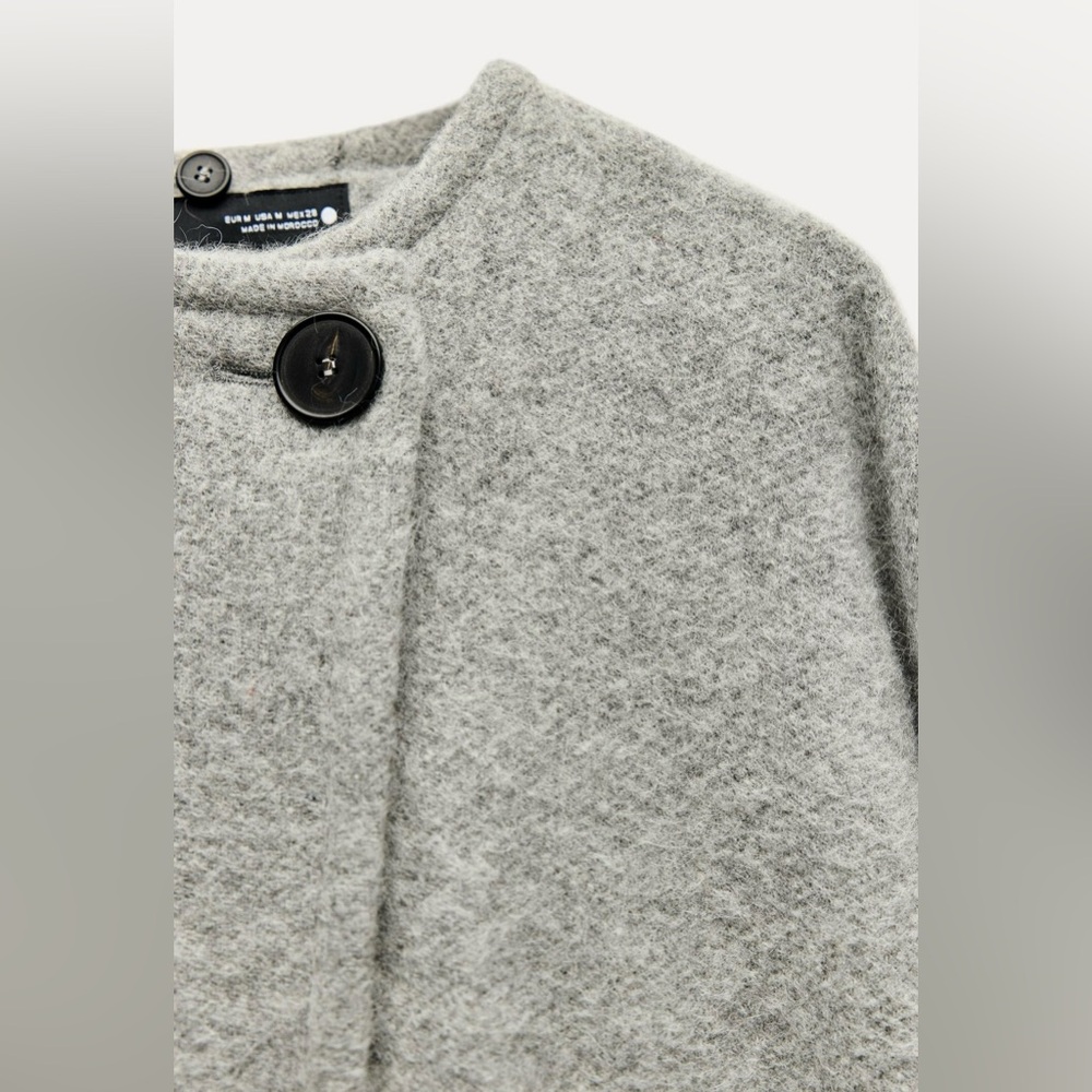ZARA ALPACA BLEND CAPE COAT WITH SCARF ZW COLLECTION, size MEDIUM, NWT - Picture 10 of 13
